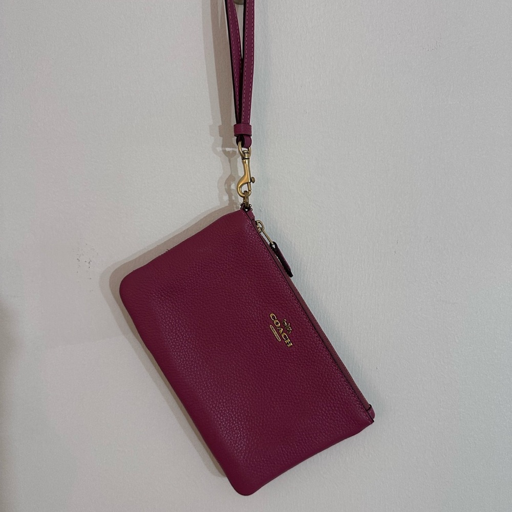 Coach Burgundy Leather Wristlet